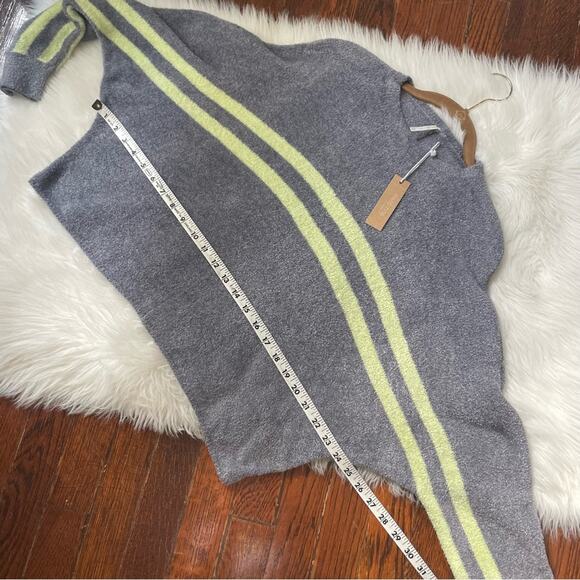 Grey & Chartreuse Green Cropped Teddy Bear Sweater NWT - Picture 6 of 6